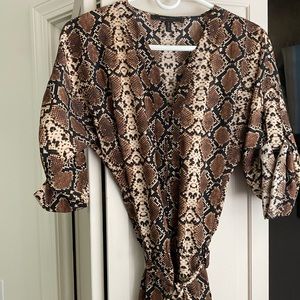 BCBG Snakeskin Print Shorts Romper